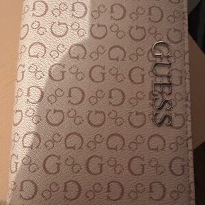 Guess Cream Monogram Wallet with Silver Logo